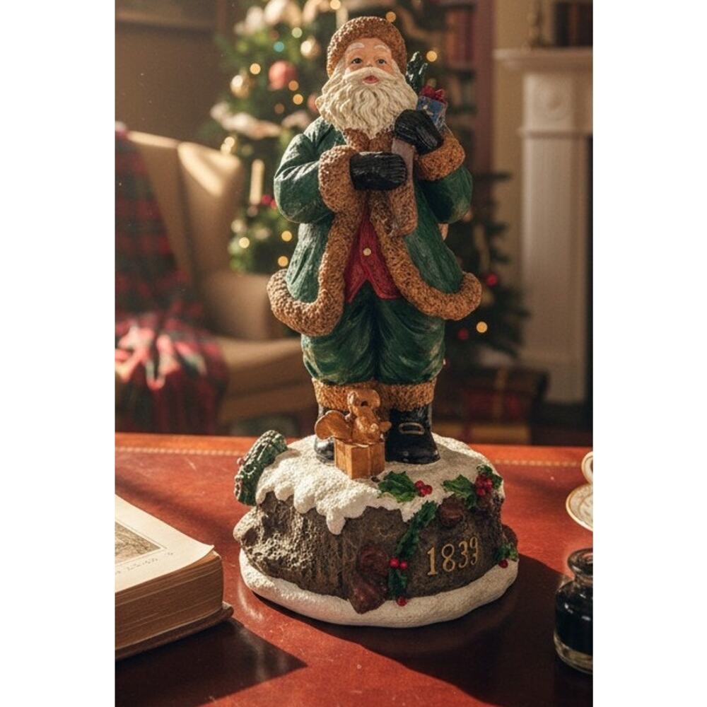 Home for the Holidays Visions of Santa 1839 Resin Santa Musical Figure 10 Inches